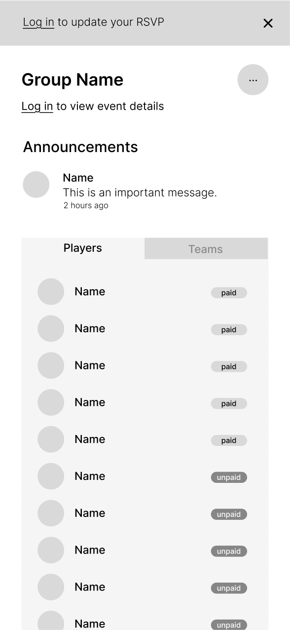 logged out wireframes